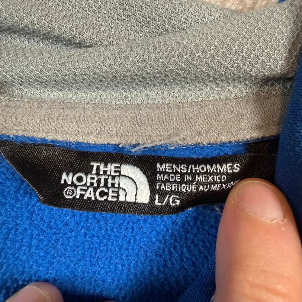 The North Face Mens Blue Hoodie Fleece Pullover Logo Graphic‎ Size Large